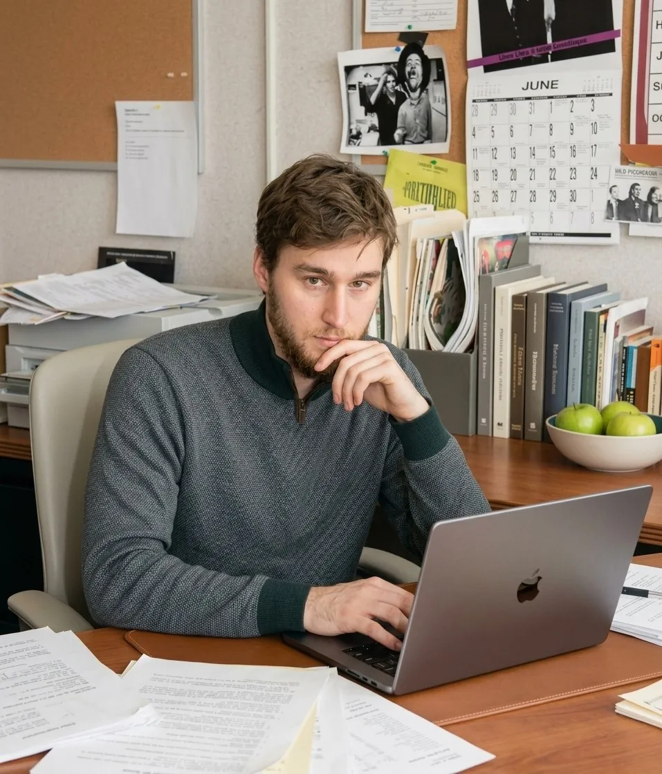 Marat Semenov at his desk