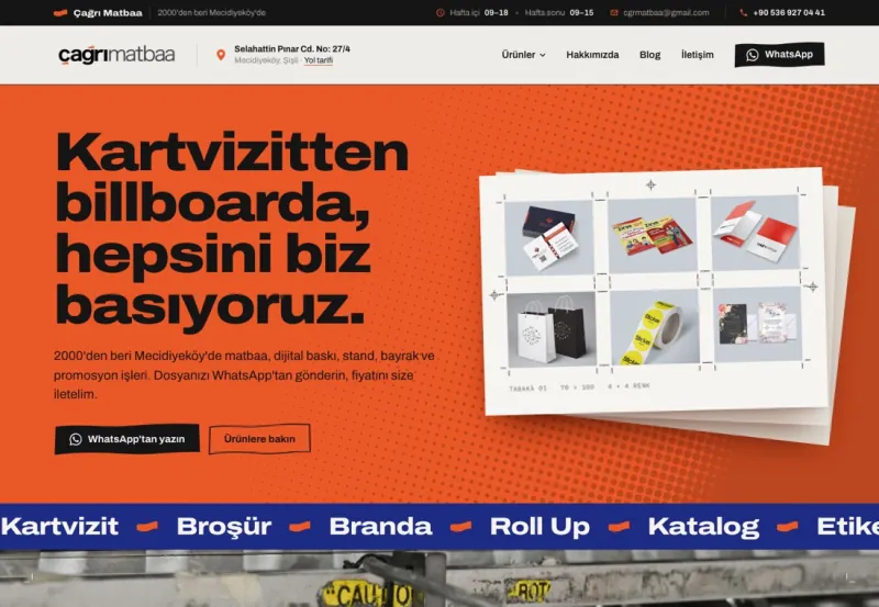 The Çağrı Matbaa website on a computer screen