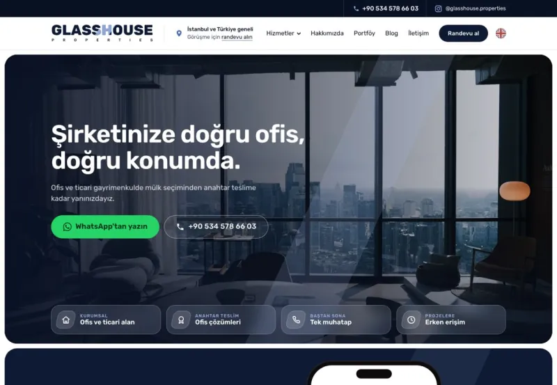 The GlassHouse Properties website