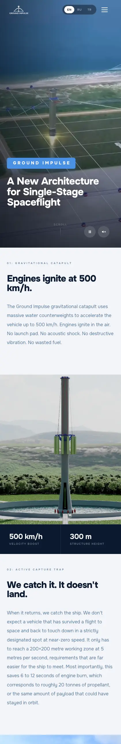 The Ground Impulse website scrolling by on a phone